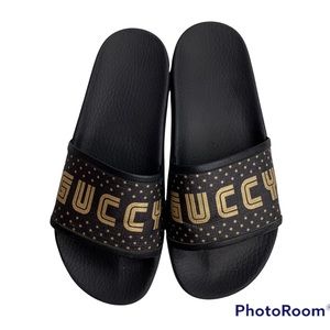 Gucci | Shoes | Gucci Sega Print Guccy Slides With Star Print | Poshmark